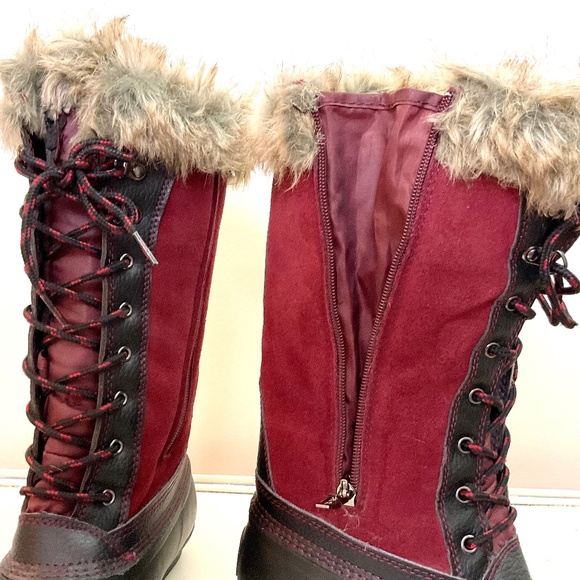 Sporto Natasha Waterproof Suede Leather Winter Duck Boots - Merlot - Size 8W - Picture 14 of 16